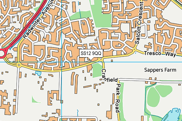 SS12 9QQ map - OS VectorMap District (Ordnance Survey) SS12 9QQ map - OS VectorMap District (Ordnance Survey)