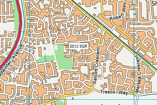 SS12 9QR map - OS VectorMap District (Ordnance Survey) SS12 9QR map - OS VectorMap District (Ordnance Survey)