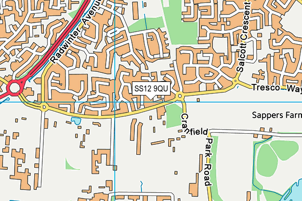 SS12 9QU map - OS VectorMap District (Ordnance Survey) SS12 9QU map - OS VectorMap District (Ordnance Survey)