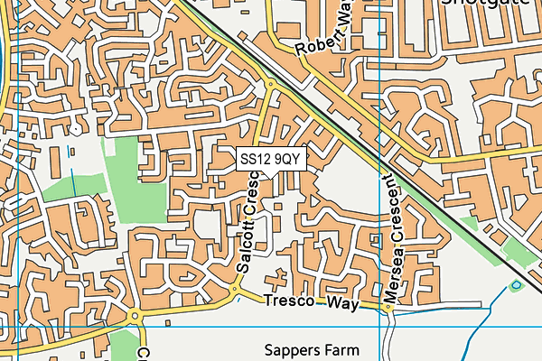 SS12 9QY map - OS VectorMap District (Ordnance Survey) SS12 9QY map - OS VectorMap District (Ordnance Survey)