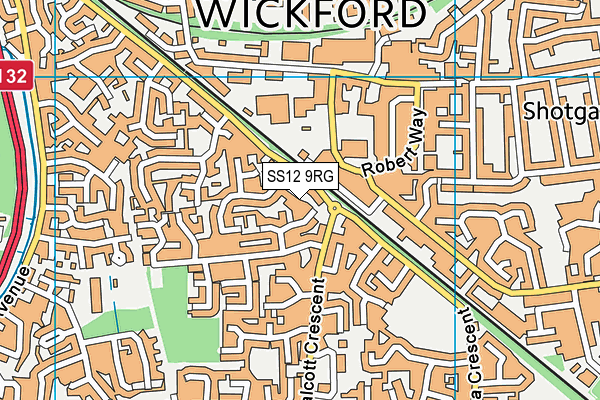 SS12 9RG map - OS VectorMap District (Ordnance Survey) SS12 9RG map - OS VectorMap District (Ordnance Survey)