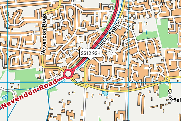 SS12 9SH map - OS VectorMap District (Ordnance Survey) SS12 9SH map - OS VectorMap District (Ordnance Survey)