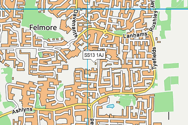 SS13 1AJ map - OS VectorMap District (Ordnance Survey) SS13 1AJ map - OS VectorMap District (Ordnance Survey)