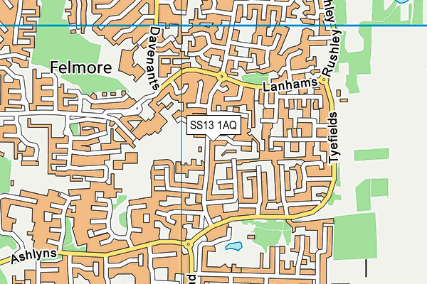SS13 1AQ map - OS VectorMap District (Ordnance Survey) SS13 1AQ map - OS VectorMap District (Ordnance Survey)
