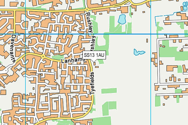 SS13 1AU map - OS VectorMap District (Ordnance Survey) SS13 1AU map - OS VectorMap District (Ordnance Survey)