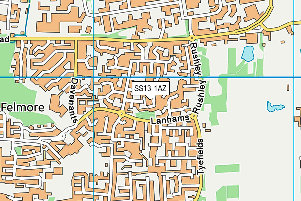 SS13 1AZ map - OS VectorMap District (Ordnance Survey) SS13 1AZ map - OS VectorMap District (Ordnance Survey)