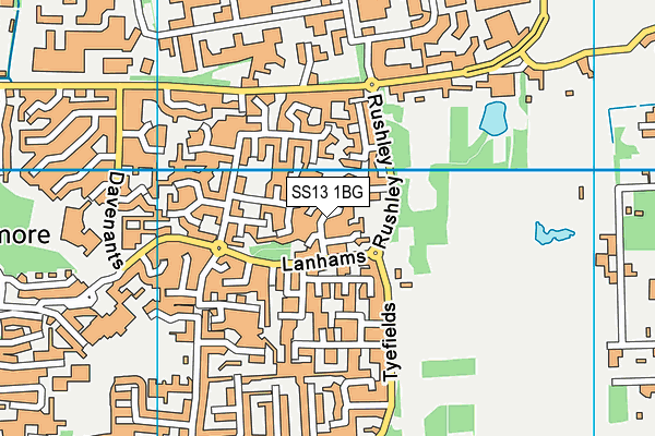 SS13 1BG map - OS VectorMap District (Ordnance Survey) SS13 1BG map - OS VectorMap District (Ordnance Survey)
