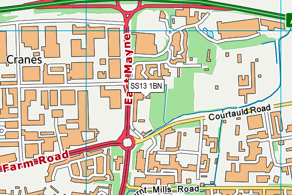 SS13 1BN map - OS VectorMap District (Ordnance Survey) SS13 1BN map - OS VectorMap District (Ordnance Survey)