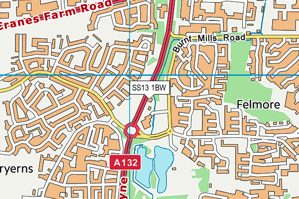 SS13 1BW map - OS VectorMap District (Ordnance Survey) SS13 1BW map - OS VectorMap District (Ordnance Survey)