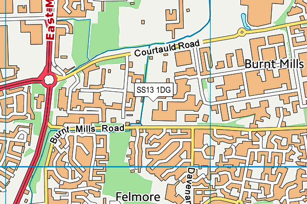 SS13 1DG map - OS VectorMap District (Ordnance Survey) SS13 1DG map - OS VectorMap District (Ordnance Survey)