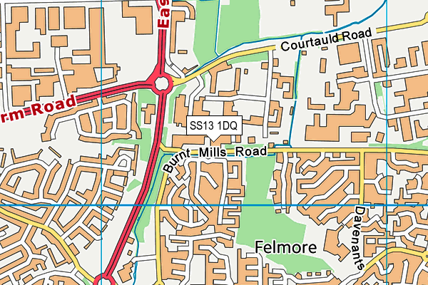 SS13 1DQ map - OS VectorMap District (Ordnance Survey) SS13 1DQ map - OS VectorMap District (Ordnance Survey)