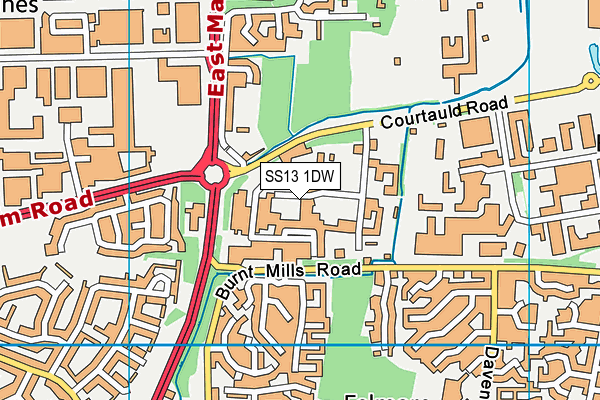 SS13 1DW map - OS VectorMap District (Ordnance Survey) SS13 1DW map - OS VectorMap District (Ordnance Survey)