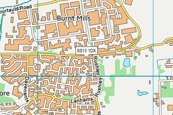 SS13 1DX map - OS VectorMap District (Ordnance Survey) SS13 1DX map - OS VectorMap District (Ordnance Survey)