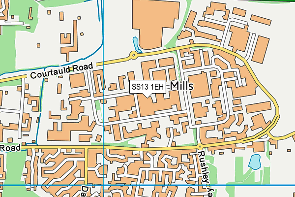 SS13 1EH map - OS VectorMap District (Ordnance Survey) SS13 1EH map - OS VectorMap District (Ordnance Survey)