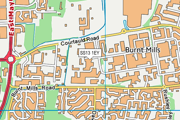 SS13 1EY map - OS VectorMap District (Ordnance Survey) SS13 1EY map - OS VectorMap District (Ordnance Survey)