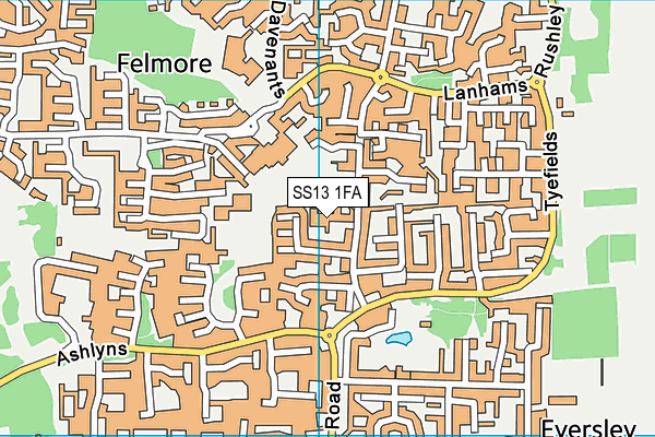 SS13 1FA map - OS VectorMap District (Ordnance Survey) SS13 1FA map - OS VectorMap District (Ordnance Survey)