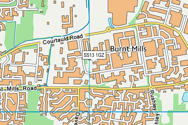 SS13 1GZ map - OS VectorMap District (Ordnance Survey) SS13 1GZ map - OS VectorMap District (Ordnance Survey)