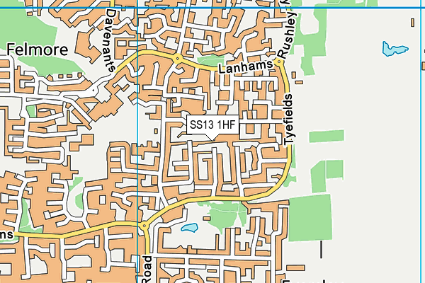 SS13 1HF map - OS VectorMap District (Ordnance Survey) SS13 1HF map - OS VectorMap District (Ordnance Survey)