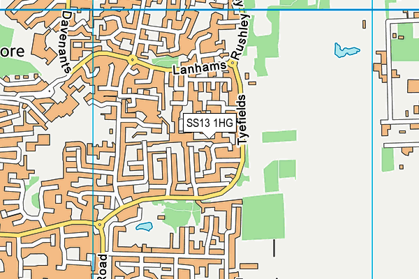 SS13 1HG map - OS VectorMap District (Ordnance Survey) SS13 1HG map - OS VectorMap District (Ordnance Survey)