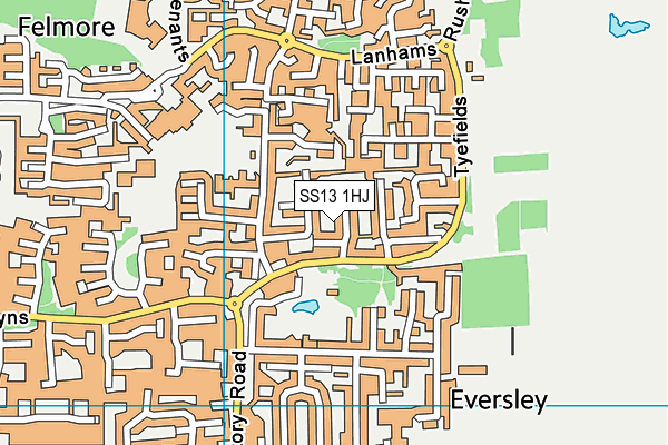 SS13 1HJ map - OS VectorMap District (Ordnance Survey)