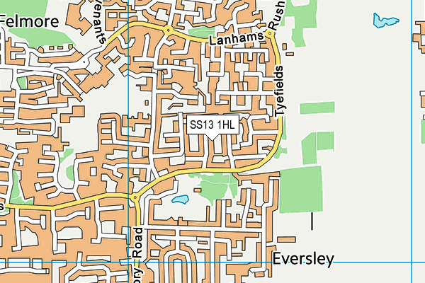 SS13 1HL map - OS VectorMap District (Ordnance Survey) SS13 1HL map - OS VectorMap District (Ordnance Survey)
