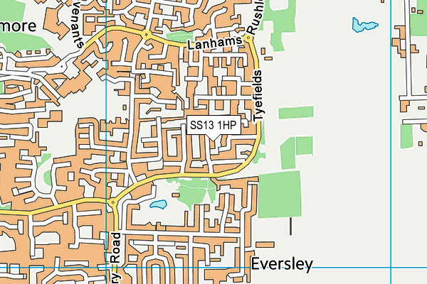 SS13 1HP map - OS VectorMap District (Ordnance Survey) SS13 1HP map - OS VectorMap District (Ordnance Survey)