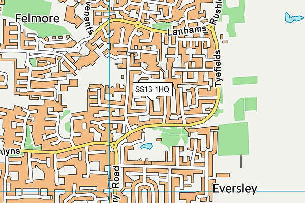 SS13 1HQ map - OS VectorMap District (Ordnance Survey) SS13 1HQ map - OS VectorMap District (Ordnance Survey)