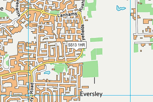 SS13 1HR map - OS VectorMap District (Ordnance Survey) SS13 1HR map - OS VectorMap District (Ordnance Survey)