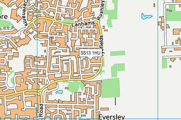 SS13 1HU map - OS VectorMap District (Ordnance Survey) SS13 1HU map - OS VectorMap District (Ordnance Survey)