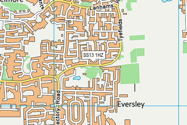 SS13 1HZ map - OS VectorMap District (Ordnance Survey) SS13 1HZ map - OS VectorMap District (Ordnance Survey)