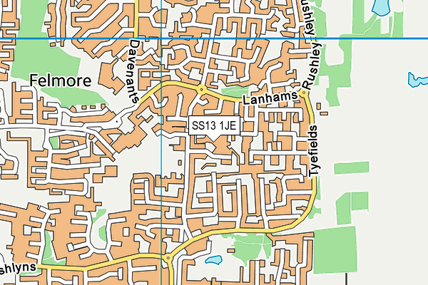 SS13 1JE map - OS VectorMap District (Ordnance Survey) SS13 1JE map - OS VectorMap District (Ordnance Survey)