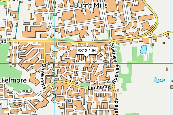 SS13 1JH map - OS VectorMap District (Ordnance Survey) SS13 1JH map - OS VectorMap District (Ordnance Survey)