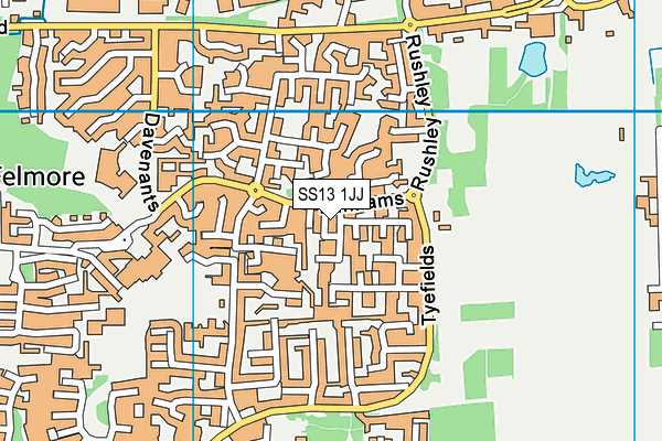 SS13 1JJ map - OS VectorMap District (Ordnance Survey) SS13 1JJ map - OS VectorMap District (Ordnance Survey)
