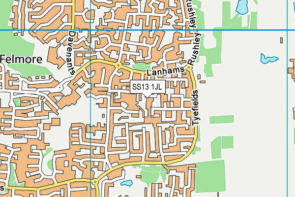SS13 1JL map - OS VectorMap District (Ordnance Survey) SS13 1JL map - OS VectorMap District (Ordnance Survey)