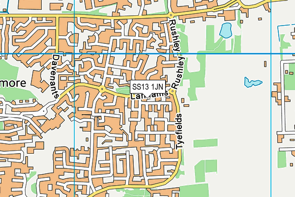 SS13 1JN map - OS VectorMap District (Ordnance Survey) SS13 1JN map - OS VectorMap District (Ordnance Survey)