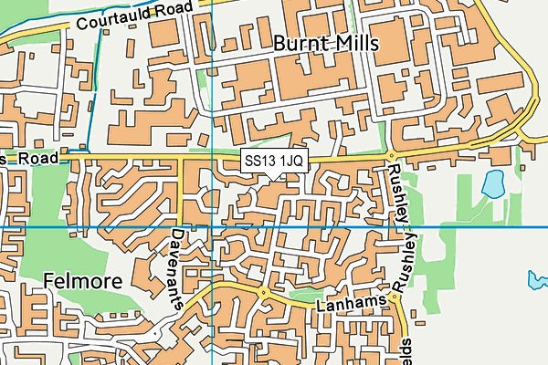 SS13 1JQ map - OS VectorMap District (Ordnance Survey) SS13 1JQ map - OS VectorMap District (Ordnance Survey)