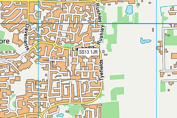 SS13 1JR map - OS VectorMap District (Ordnance Survey) SS13 1JR map - OS VectorMap District (Ordnance Survey)