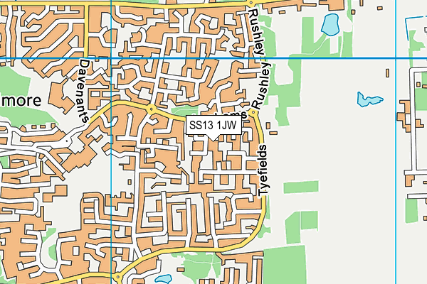 SS13 1JW map - OS VectorMap District (Ordnance Survey) SS13 1JW map - OS VectorMap District (Ordnance Survey)