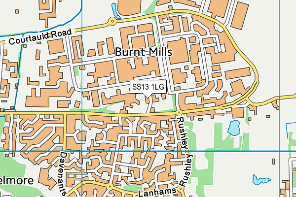 SS13 1LG map - OS VectorMap District (Ordnance Survey) SS13 1LG map - OS VectorMap District (Ordnance Survey)