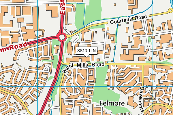 SS13 1LN map - OS VectorMap District (Ordnance Survey) SS13 1LN map - OS VectorMap District (Ordnance Survey)