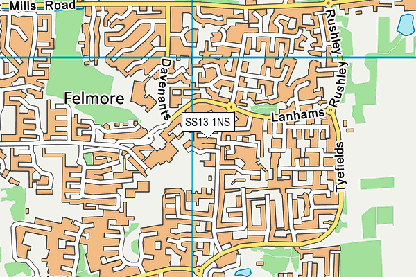 SS13 1NS map - OS VectorMap District (Ordnance Survey) SS13 1NS map - OS VectorMap District (Ordnance Survey)