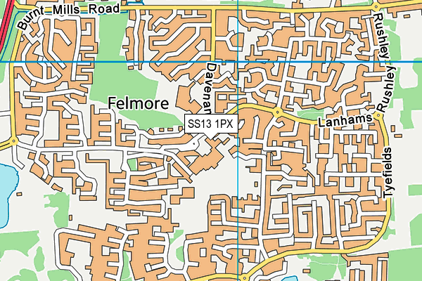 SS13 1PX map - OS VectorMap District (Ordnance Survey) SS13 1PX map - OS VectorMap District (Ordnance Survey)