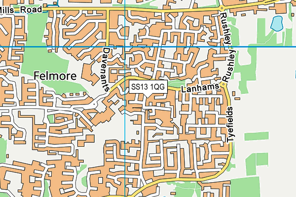 SS13 1QG map - OS VectorMap District (Ordnance Survey) SS13 1QG map - OS VectorMap District (Ordnance Survey)