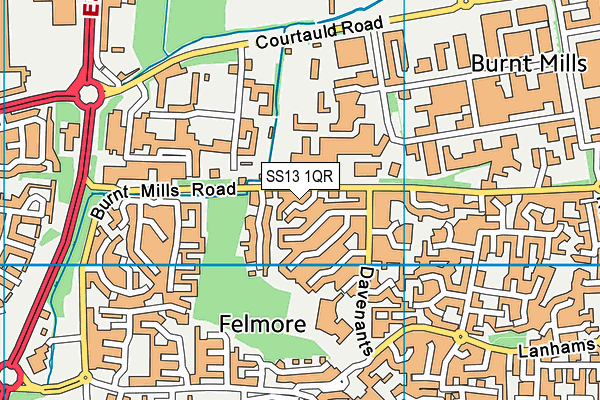 SS13 1QR map - OS VectorMap District (Ordnance Survey) SS13 1QR map - OS VectorMap District (Ordnance Survey)