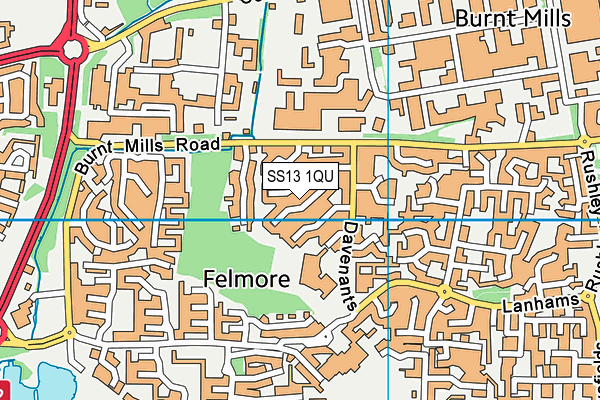 SS13 1QU map - OS VectorMap District (Ordnance Survey)