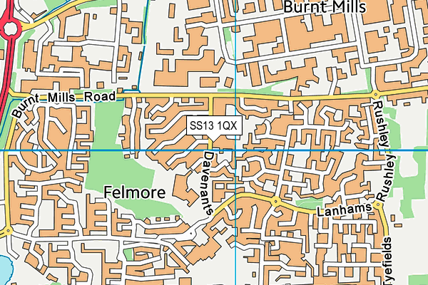 SS13 1QX map - OS VectorMap District (Ordnance Survey) SS13 1QX map - OS VectorMap District (Ordnance Survey)