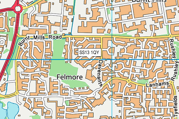SS13 1QY map - OS VectorMap District (Ordnance Survey) SS13 1QY map - OS VectorMap District (Ordnance Survey)