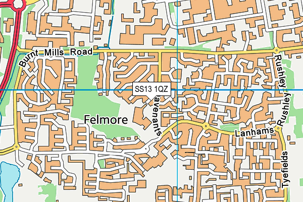 SS13 1QZ map - OS VectorMap District (Ordnance Survey) SS13 1QZ map - OS VectorMap District (Ordnance Survey)
