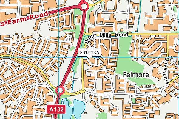 SS13 1RA map - OS VectorMap District (Ordnance Survey) SS13 1RA map - OS VectorMap District (Ordnance Survey)
