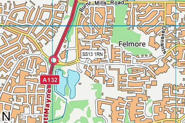 SS13 1RN map - OS VectorMap District (Ordnance Survey) SS13 1RN map - OS VectorMap District (Ordnance Survey)
